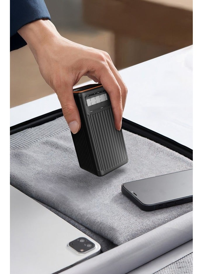 بورودو بنك طاقة بسعة 60000 مللي أمبير لشحن متعدد الأجهزة مع مصباح LED، بنك طاقة شحن سريع PD 65 واط بسعة 60000 مللي أمبير، بنك طاقة للكمبيوتر المحمول، منافذ USB-C وUSB-A، بطارية عالية السعة للاستخدام في الهواء الطلق والتخييم - باللون الأسود. - Image 3