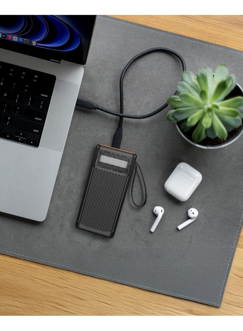 بورودو بنك طاقة بسعة 60000 مللي أمبير لشحن متعدد الأجهزة مع مصباح LED، بنك طاقة شحن سريع PD 65 واط بسعة 60000 مللي أمبير، بنك طاقة للكمبيوتر المحمول، منافذ USB-C وUSB-A، بطارية عالية السعة للاستخدام في الهواء الطلق والتخييم - باللون الأسود. - Image 4