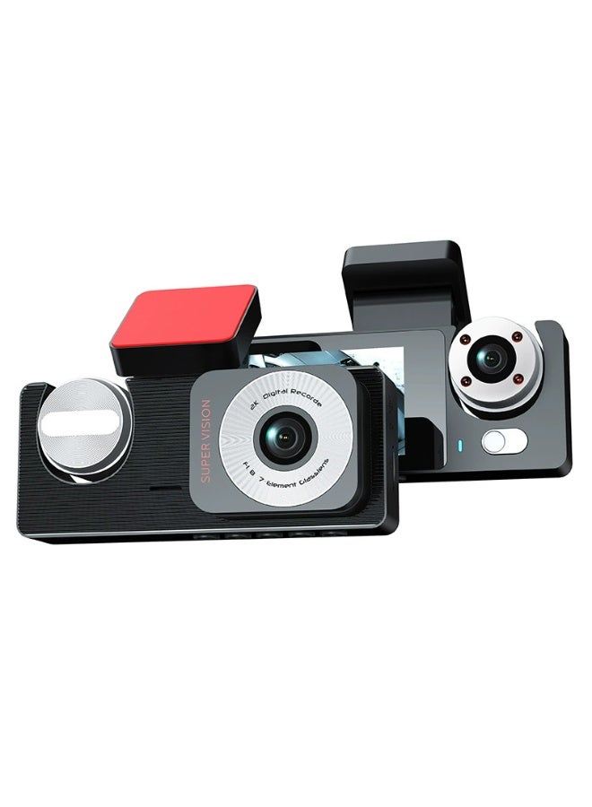 Genrice كاميرا د الوضوح ومسجل قيادة بعدسة مزدوجة أمام 4K خلفية 1080P وبطاقة ذاكرة 64 جيجابايت مدمجة في حلقة WIFI وكاميرا داش بزاوية واسعة 180 درجة - Image 1