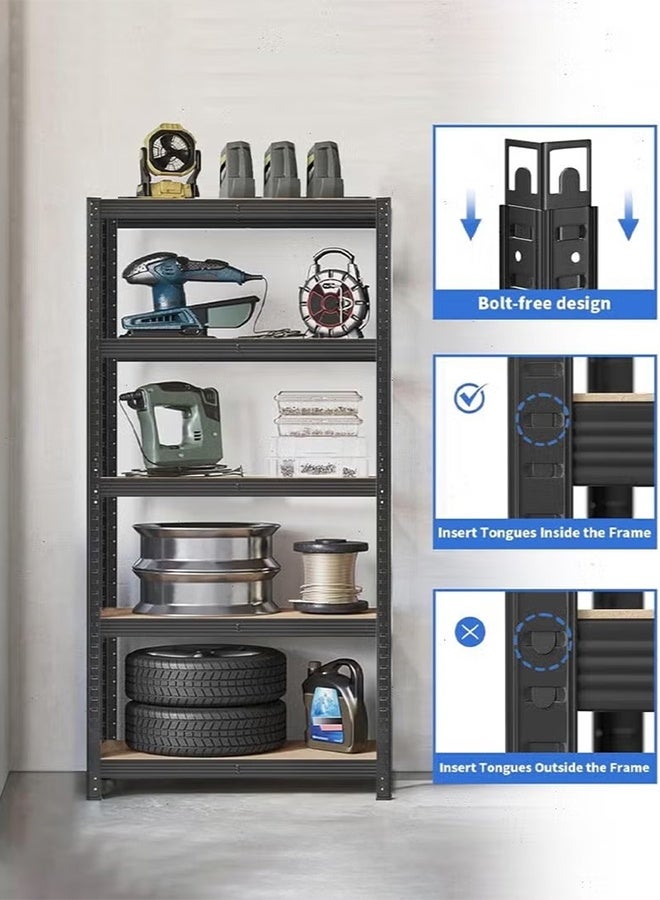 Beauenty 5-Tier Adjustable Storage Shelves with Boltless Assembly - Silver Storage Rack for Garage, Shed, Warehouse & Basement | Easy Install & Durable Design 120*40*180cm - Image 3