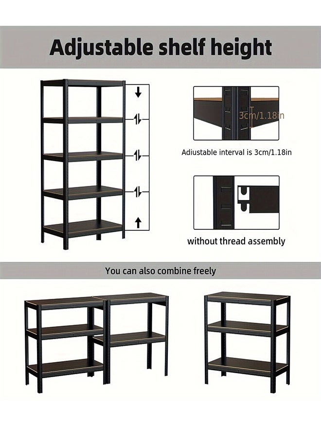 Beauenty 5-Tier Adjustable Storage Shelves with Boltless Assembly - Silver Storage Rack for Garage, Shed, Warehouse & Basement | Easy Install & Durable Design 120*40*180cm - Image 4