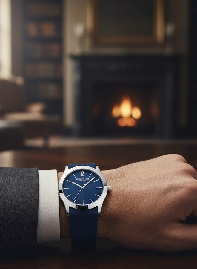 كينيث كول نيو يورك ساعة رجالي بسوار سيليكون أزرق 42 مم - Image 4