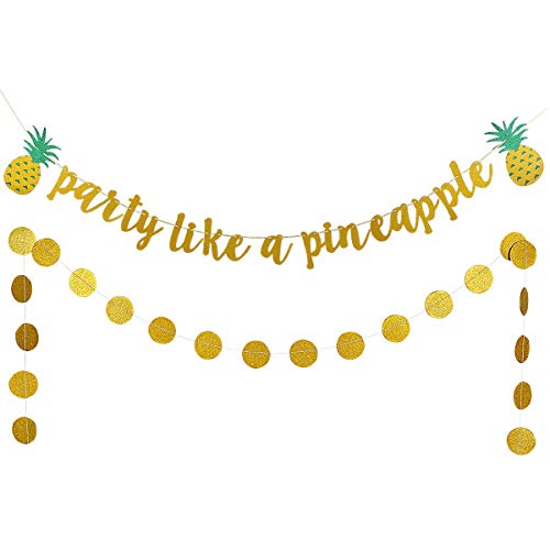 LeeSky Party Like A Pineapple Banner Tropical Pineapple Garland Banner Summer Pool Beach Banner for Tropical Hawaii Theme Birthday Party Supplies - Image 1