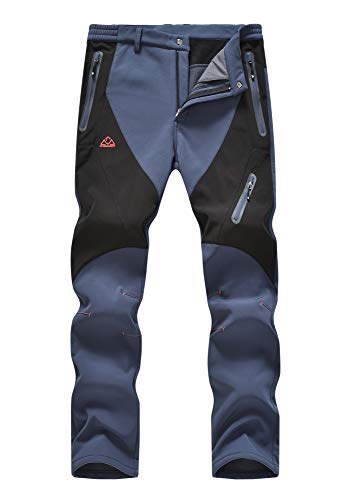 YSENTO Men's Fleece Lined Ski Snow Pants Winter Waterproof Softshell Insulated Hiking Cargo Pants Grey Size 34 - Image 1