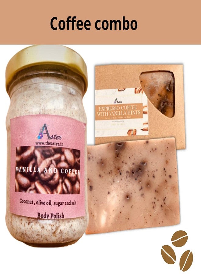 Aster natural coffee and vanilla scrub and handcrafted soap, exfoliation, deep cleanse, tan removal kit, body polish, vegan, Paraben and sulphate free - Image 2
