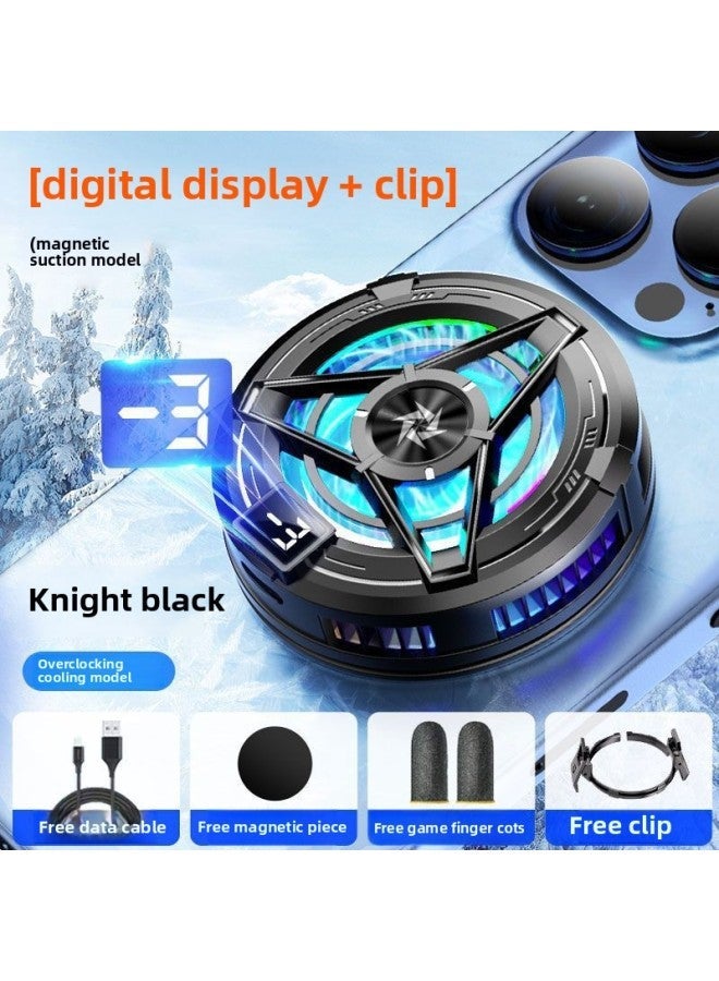 Magnetic Semiconductor Mobile Phone Radiator Icing Refrigeration Live Game Phablet Cooling Artifact Universal-Color:[magnetic Suction Does Not Block Hands + Free E-sports Finger Cots] - Digital Display Clip Black  - Image 1