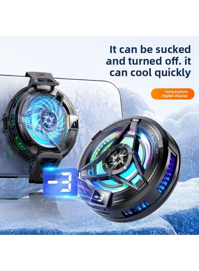 Magnetic Semiconductor Mobile Phone Radiator Icing Refrigeration Live Game Phablet Cooling Artifact Universal-Color:[magnetic Suction Does Not Block Hands + Free E-sports Finger Cots] - Digital Display Clip Black  - Image 4