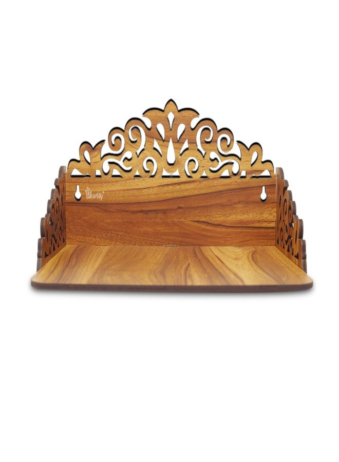Heartily® : Rudra Wall Mounted Wooden Home Pooja Temple Mandir Puja Room Items Stand Home Decor Office Chowki Shelf Hanging Product (Height- 6.25, Length- 12, Width-9.0 Inch) (Brown), Religious - Image 5
