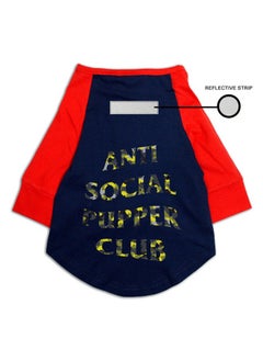 rusepin Raglan Dog Tee Anti Social Pupper Club Printed Reflective Full Sleeves Dog T-Shirt/Apparel/Clothes/Tees Gift For Small Dogs.Navy/Red/Xxs (Chihuahuas, Papillons)  - Image 2
