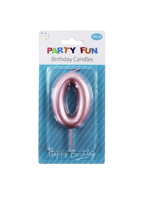 Cake Topper Number Candle For Birthday 6cm - Pink & Blue Color No. 0