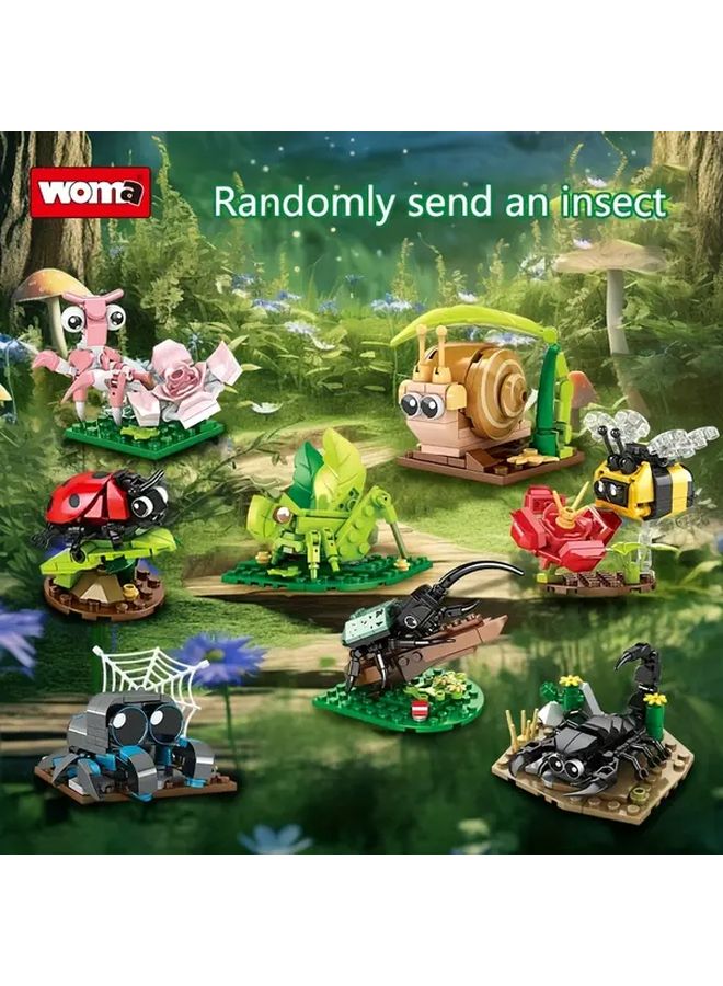 Mini Insect Building Blocks Set STEM Educational Toys 8 Unique Models Random Insect Gift For Kids - Image 1
