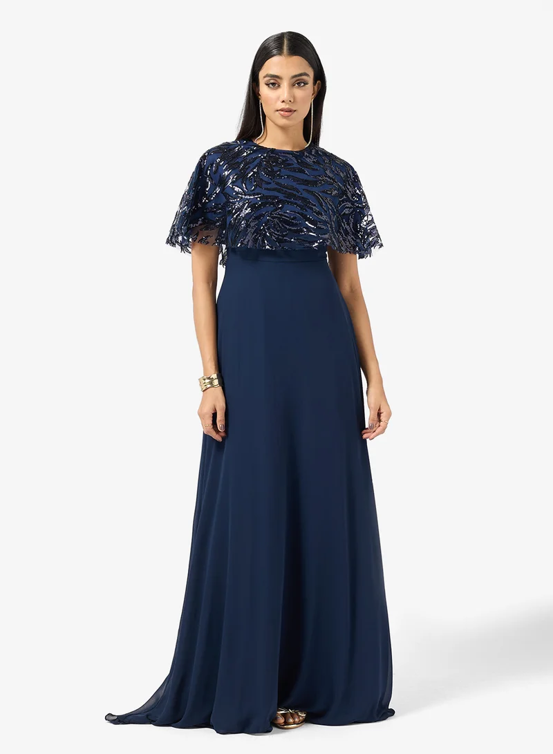 Khizana  Embelished Cape A-line Dress for Women | Best Price UAE