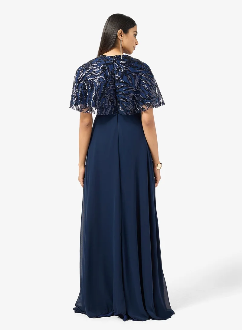 Khizana Embelished Cape A-line Dress