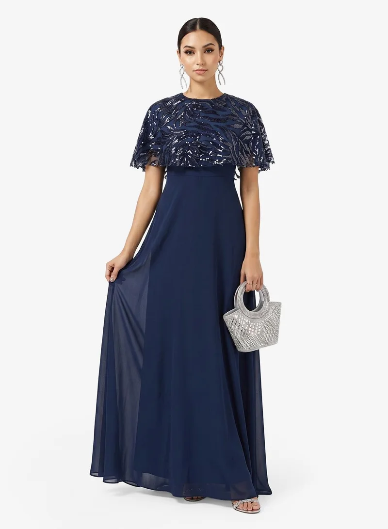 Khizana Embelished Cape A-line Dress