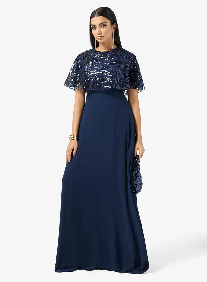Khizana  Embelished Cape A-line Dress for Women | Best Price UAE