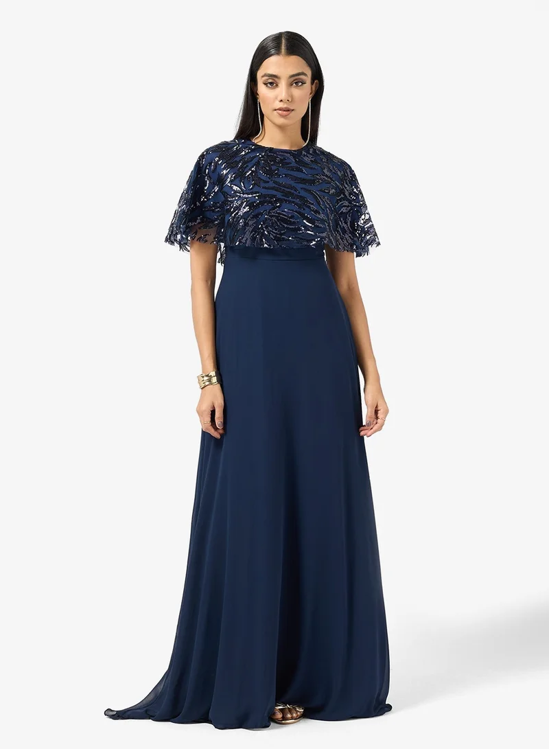 Khizana  Embelished Cape A-line Dress for Women | Best Price UAE