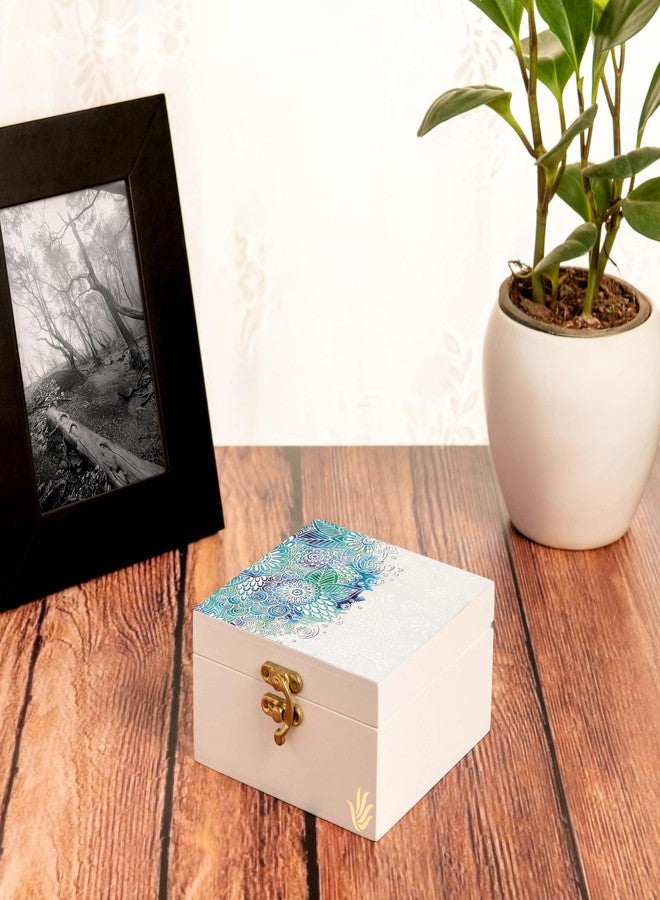 BRAHMA DESIGN Decorative Gift Box for Presents | Abstract Flowers | Size 5" x 5" x 2.75" | Jewellery Box, Vintage Box, Knick-knacks Storage Trunk, Gift Box for Packaging, Wooden box for storage - Image 5