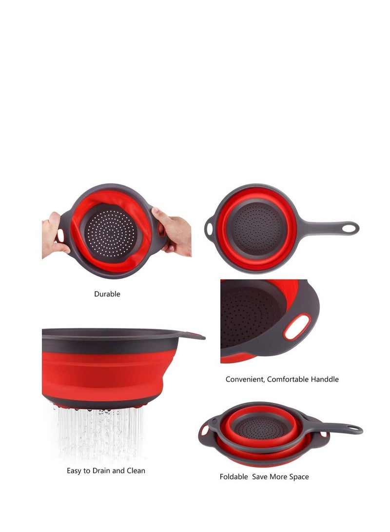 NIBEMINENT 1 PcsCollapsible Colander and Pcs Silicone Strainer, Folding Heat Resistant Collander Set Kitchen Small Strainer Veggie Wash Fruit Vegetable with Handles Pasta - Image 2