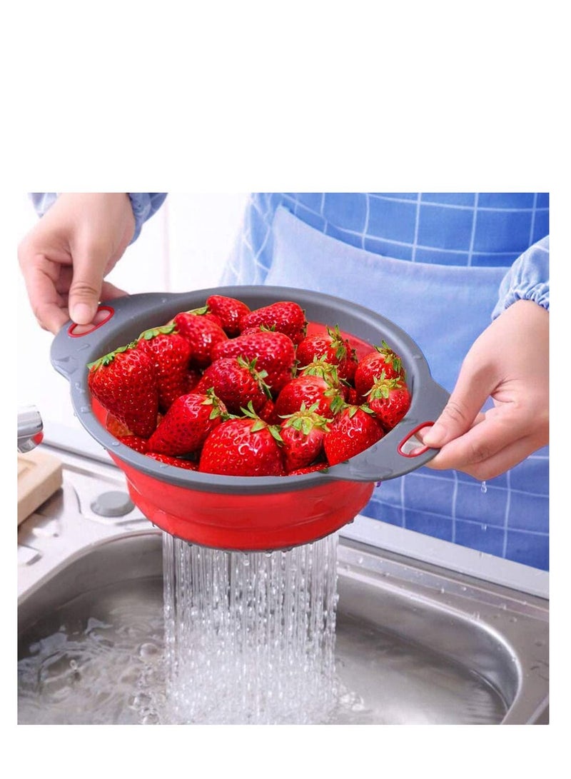 NIBEMINENT 1 PcsCollapsible Colander and Pcs Silicone Strainer, Folding Heat Resistant Collander Set Kitchen Small Strainer Veggie Wash Fruit Vegetable with Handles Pasta - Image 5