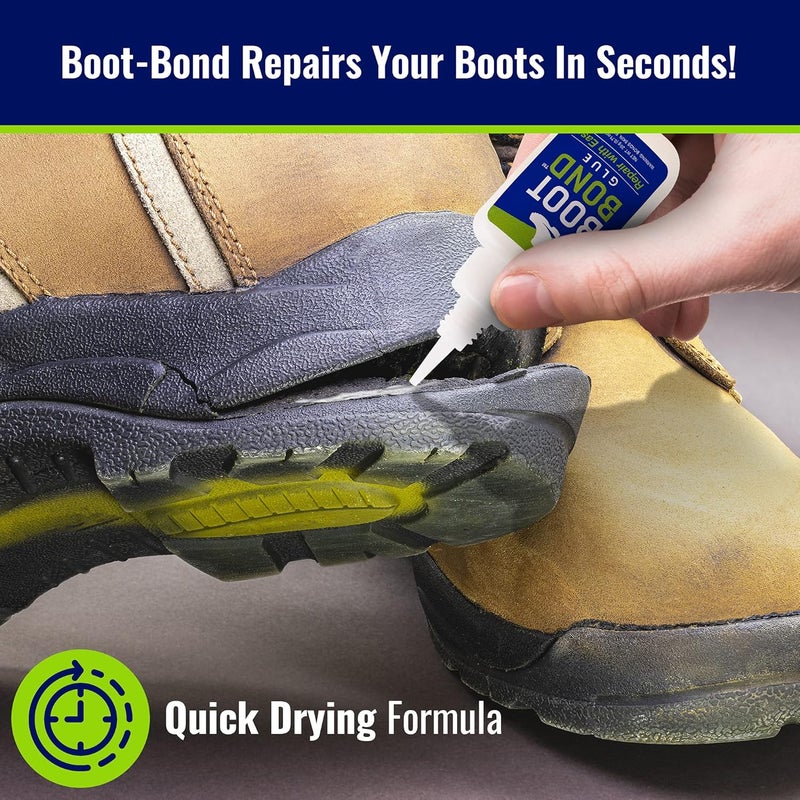 BOOT BOND Boot Glue - Quick Dry Boot Repair Formula Works in Seconds - Tough But Flexible Glue Seal - Waterproof Boot Heel Fix Works On Shoe Heel Repair, Thick Sole Boots, Sneakers, and More - Image 2