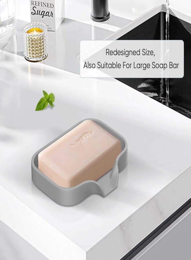 AMIQUS 2 Pcs Silicone Soap Holder for Bathroom & Kitchen | Non-Slip Soap Dish Tray | Wall-Mounted Soap Stand Without Drill | Multipurpose Sabundani | Durable Soap Box Organizer for Wash Basin - Image 4