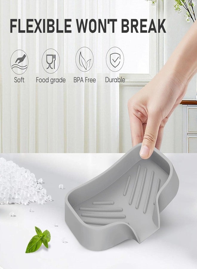 AMIQUS 2 Pcs Silicone Soap Holder for Bathroom & Kitchen | Non-Slip Soap Dish Tray | Wall-Mounted Soap Stand Without Drill | Multipurpose Sabundani | Durable Soap Box Organizer for Wash Basin - Image 3