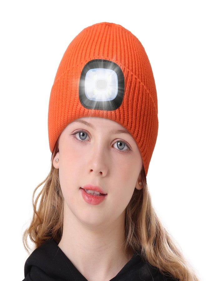 MELASA LED Beanie for Kids, USB Rechargeable Hand Free Hat with Light Winter Night Gifts for Kids Boys Girls in Dark Outdoor - Image 1