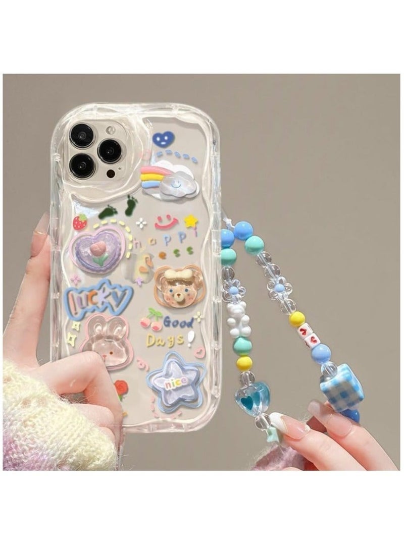 كابتن تيك Cute Phone Case for iPhone 15 pro max Teens Case with Cute Clear 3D Bear Floral Aesthetic Phone Case with Lovely Bear Heart Charm Phone Case Girly Woman - Image 1