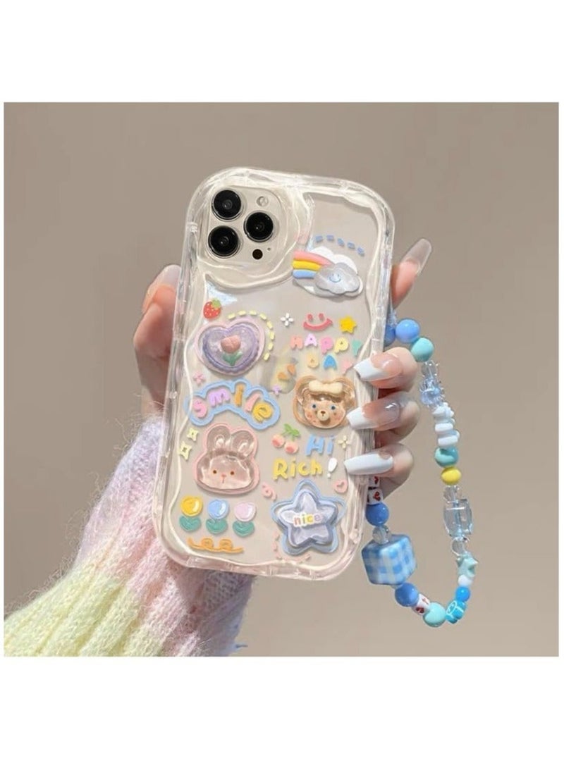 كابتن تيك Cute Phone Case for iPhone 15 pro max Teens Case with Cute Clear 3D Bear Floral Aesthetic Phone Case with Lovely Bear Heart Charm Phone Case Girly Woman - Image 3
