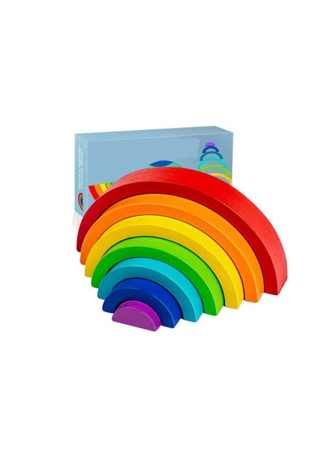كول بيبي لعبة مكعبات التراص الخشبية بألوان قوس قزح من كول بيبي، ألعاب مونتيسوري التعليمية للأطفال الصغار، مكعبات تراص ملونة، ألغاز التعشيش، هدية التطوير المبكر للأطفال - Image 1