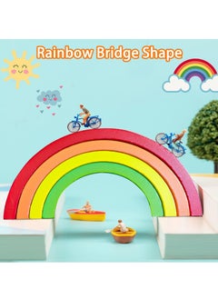 Cool Baby COOLBABY Wooden Rainbow Stacking Blocks Toy Montessori Educational Toys for Toddlers Colourful Stacking Blocks Nesting Puzzles Kids Early Development Gift  - Image 5