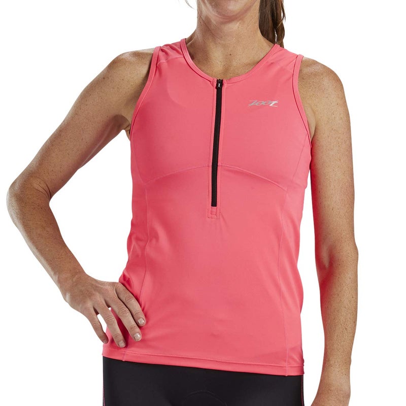 Zoot Women's Core Tri Tank - Performance Triathlon Top with Mesh Panels and 3 Pockets (Blush, Large) - Image 1