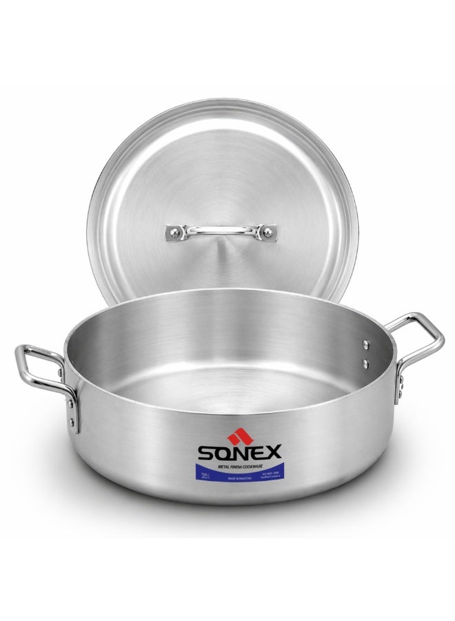SONEX Aluminium Fish Pot with Lid, 31 cm (8L), Shallow Cooking Pot, Wide Base for Even Heat Distribution, Ideal for Fish, Curry & Rice, Durable Metal Finish, Gas, Electric & Ceramic Compatible - Image 3