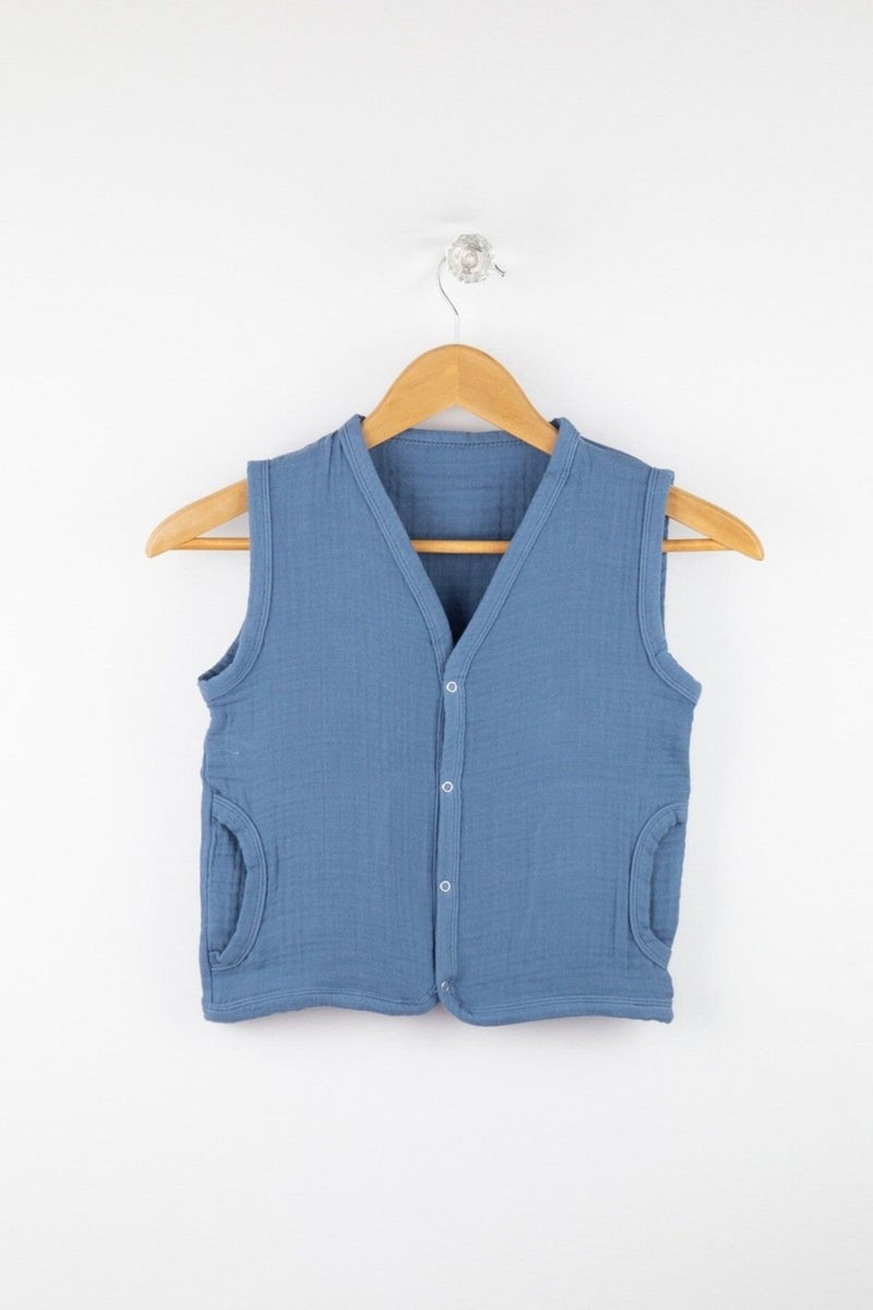 Bondilolly 100% Cotton Muslin Baby Vest with Snaps  - Image 1
