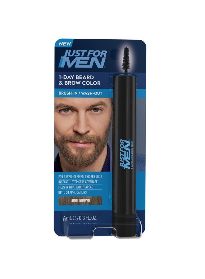 Just For Men لون اللحية والحواجب ليوم واحد، لون مؤقت للحية والحواجب، لمظهر أكثر امتلاءً وتحديدًا، يصل إلى 30 تطبيق، بني فاتح - Image 1