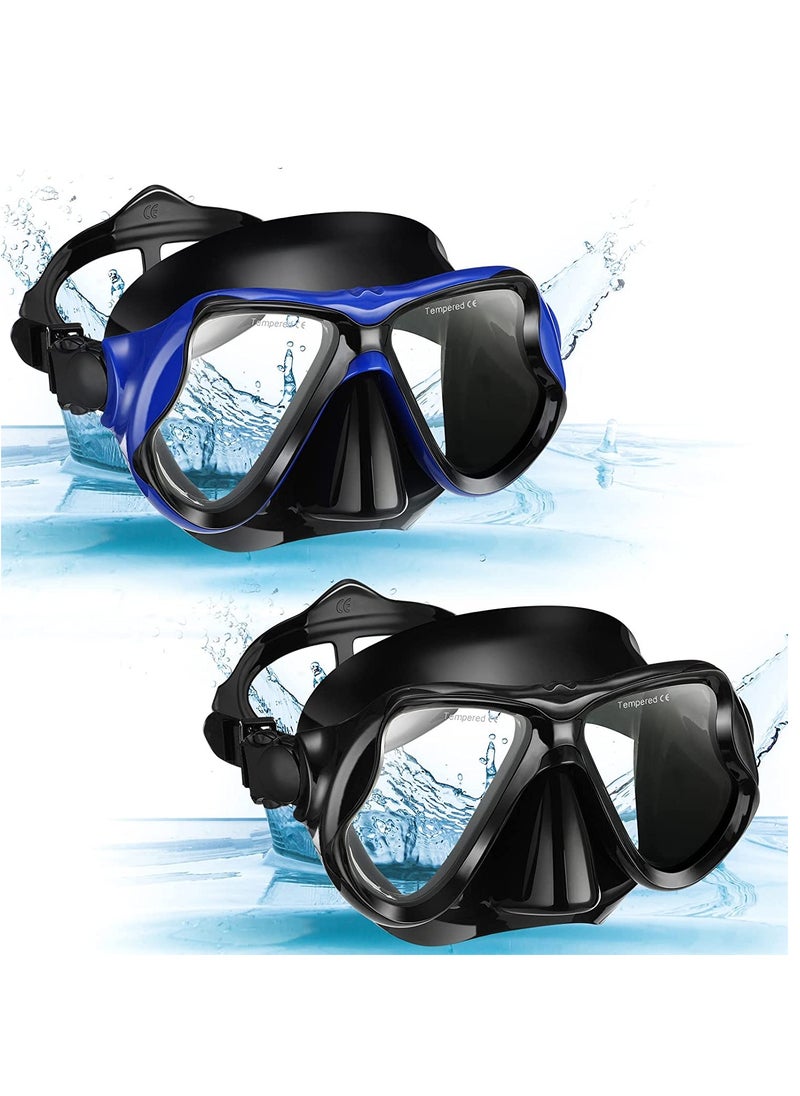 Excefore 2 Pack Diving Mask Adult Swimming Snorkel Mask Clear View Swimming Goggles with Nose Cover Anti Fog Swim Mask Tempered Glass Snorkeling Goggles for Diving Snorkeling Swimming  - Image 1