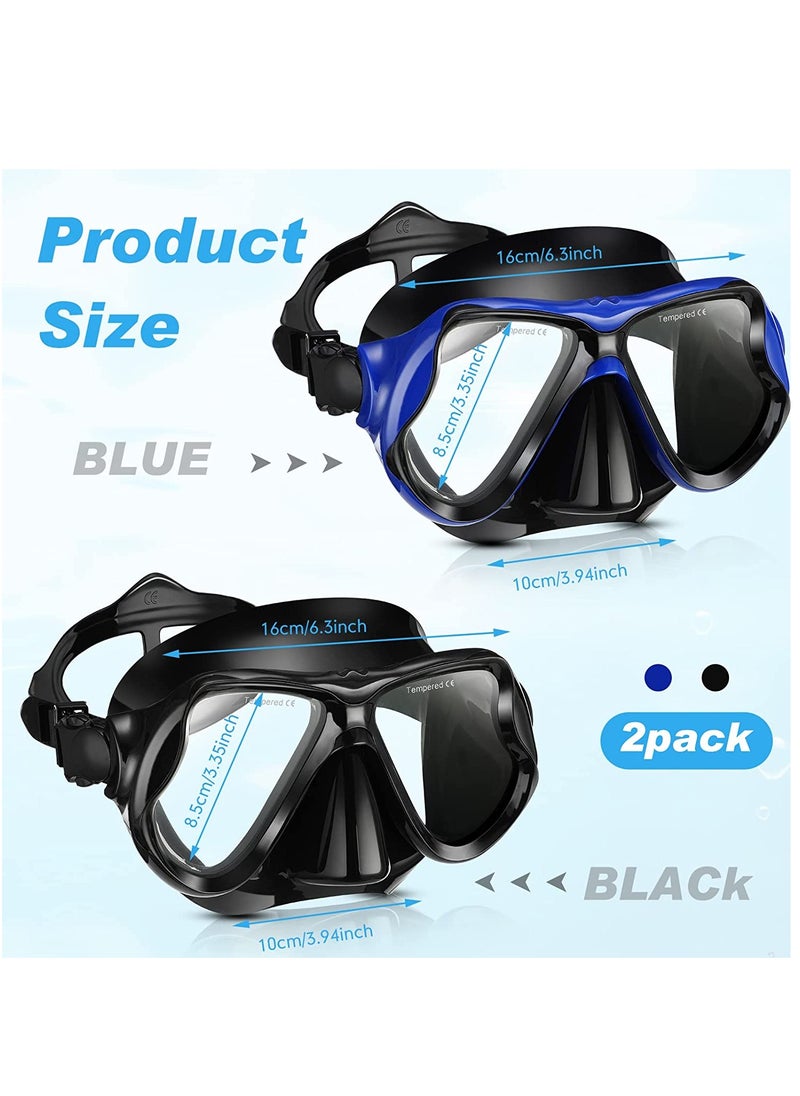 Excefore 2 Pack Diving Mask Adult Swimming Snorkel Mask Clear View Swimming Goggles with Nose Cover Anti Fog Swim Mask Tempered Glass Snorkeling Goggles for Diving Snorkeling Swimming  - Image 2