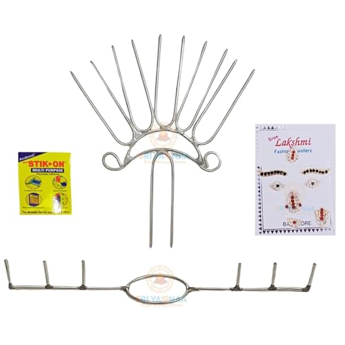 SRI YAGNAA Stainless Steel - Varalakshmi Pooja Kalasam Decoration Sticks Combo - Lakshmi Pooja Kalasam Flower Stand Stick - Five Point Support For Decoration - Crown Stick For God Varalaxmi Pooja - Image 1
