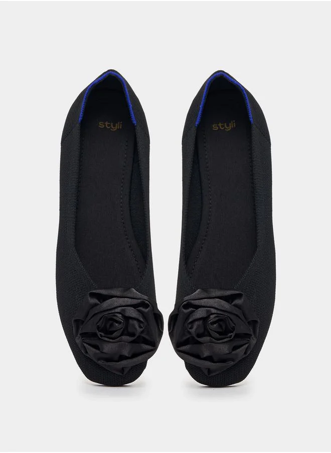 Styli Flower Design Ballerina Shoes