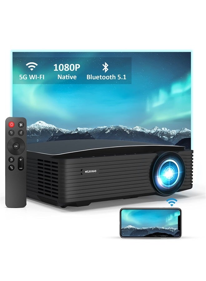 NEXIGO بروجكتور خارجي PJ20، بروجكتور أفلام مع واي فاي وبلوتوث، دقة أصلية 1080P، دعم صوت دولبي، متوافق مع عصا التلفاز، iOS، أندرويد، لابتوب، وحدة تحكم - Image 1