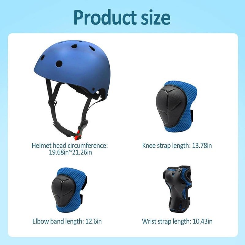 Kids Helmet & Pad Set for Ages 4-11 – Adjustable Bike & Skate Safety Gear for Boys & Girls – Lightweight Helmet + Elbow Knee Wrist Guards – Great Birthday Gift for Active Children  - Image 1
