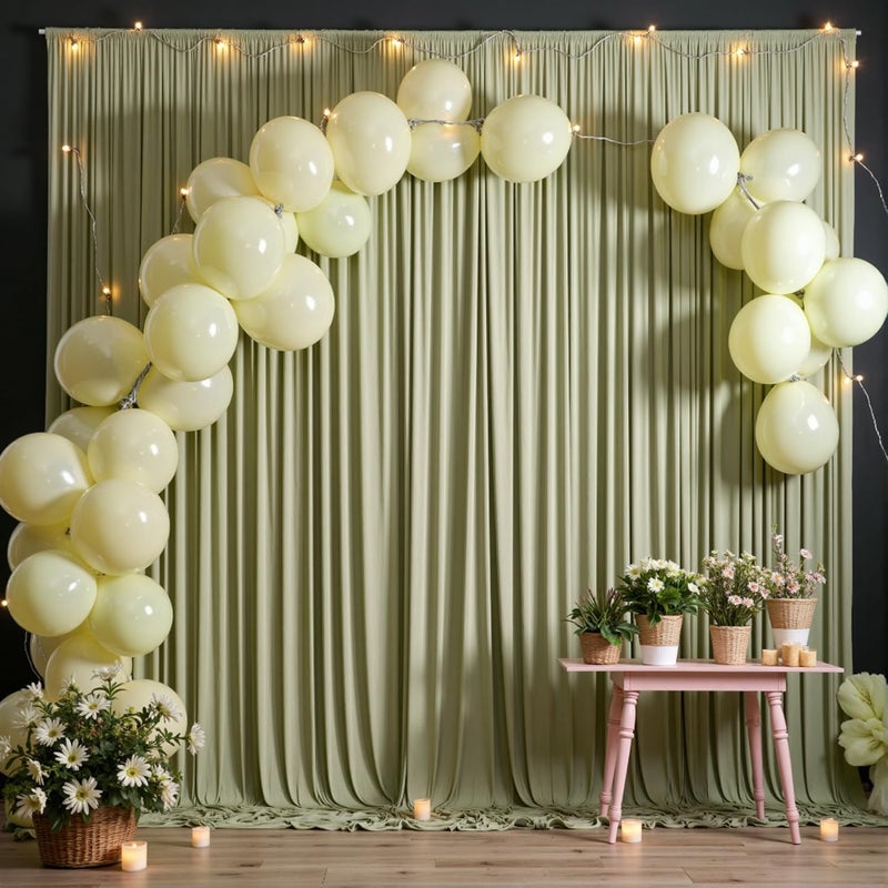 NSSONBEN 10ft x 10ft Wrinkle Free Sage Green Backdrop Curtains for Parties, Polyester Photo Backdrop Drapes 2 Panels 5x10ft for Wedding Birthday Party Photography Background Photoshoot - Image 3
