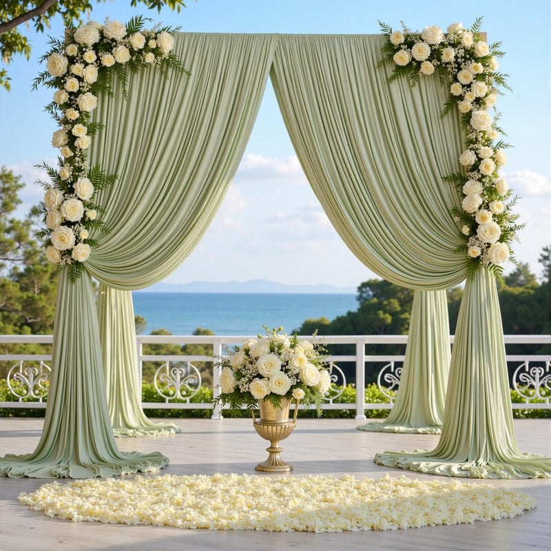 NSSONBEN 10ft x 10ft Wrinkle Free Sage Green Backdrop Curtains for Parties, Polyester Photo Backdrop Drapes 2 Panels 5x10ft for Wedding Birthday Party Photography Background Photoshoot - Image 5