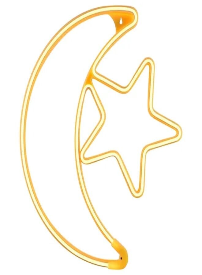 زينة رمضان سلسلة أضواء النجوم LED أضواء الستائر الزخرفية زينة العيد رمضان المثالي (هلال مع نجمة) 60 سم - Image 2