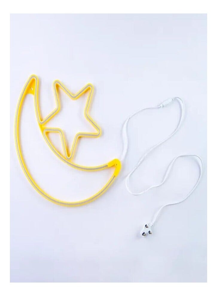 زينة رمضان سلسلة أضواء النجوم LED أضواء الستائر الزخرفية زينة العيد رمضان المثالي (هلال مع نجمة) 60 سم - Image 3