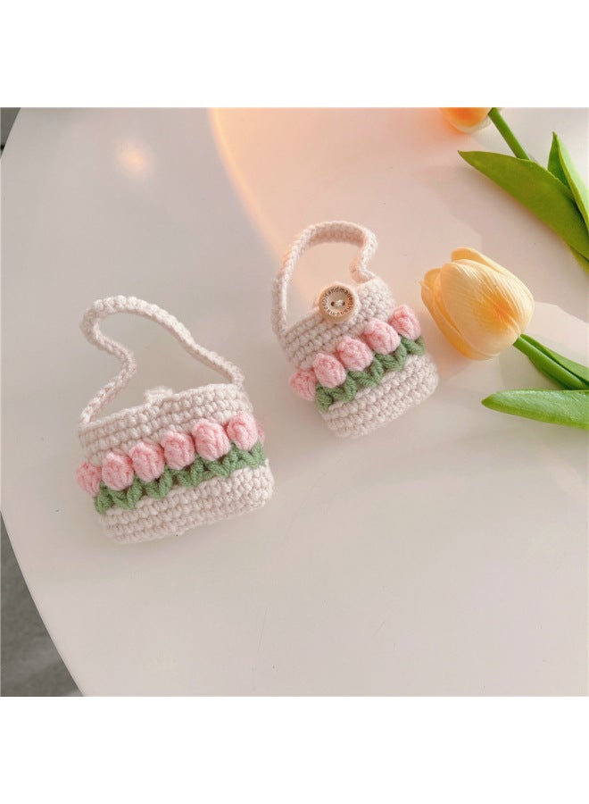 Knitted Tulip Handbag For Apple Bluetooth Headset Protective Case AirPods Pro1/2/3 Generation Soft Case-Color:Knitted Tulip Handbag-Applicable Model:airpods Pro/3 Generation Universal - Image 3