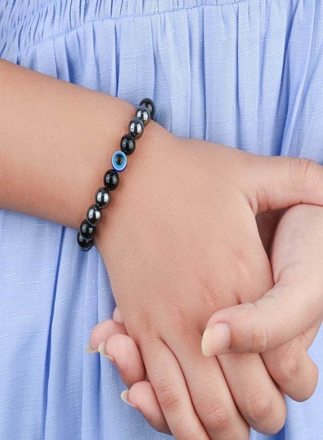 Mesmerize Evil Eye Protection Bracelets with MagSnap Closure | Unisex Collection | Original Certified Stones to avoid negative energy | 8 mm size beads (Onyx Evil Eye Magsnap, M) - Image 4