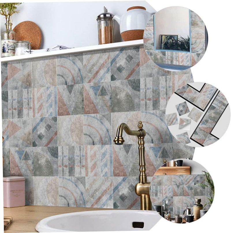 klarako 192 pcs Vintage to Tile Easy Bathroom Proof Oil-proof Backsplash Removable Tiles Decals Stickers Stick and Style Decorative Floor Kitchen for Wall Oil Peel Sticker - Image 2
