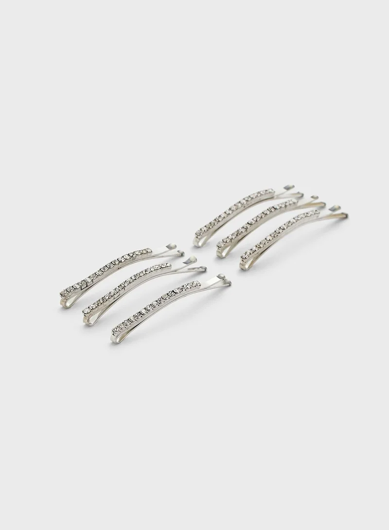NEW LOOK Diamante Grips Headband Set
