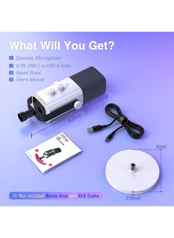 FIFINE AM8 USB/XLR Dynamic Microphone for Podcast Recording, PC Computer Gaming Streaming Mic with RGB Light, Mute Button, Headphones Jack, Desktop Stand, Vocal Mic for Singing YouTube- - Image 2